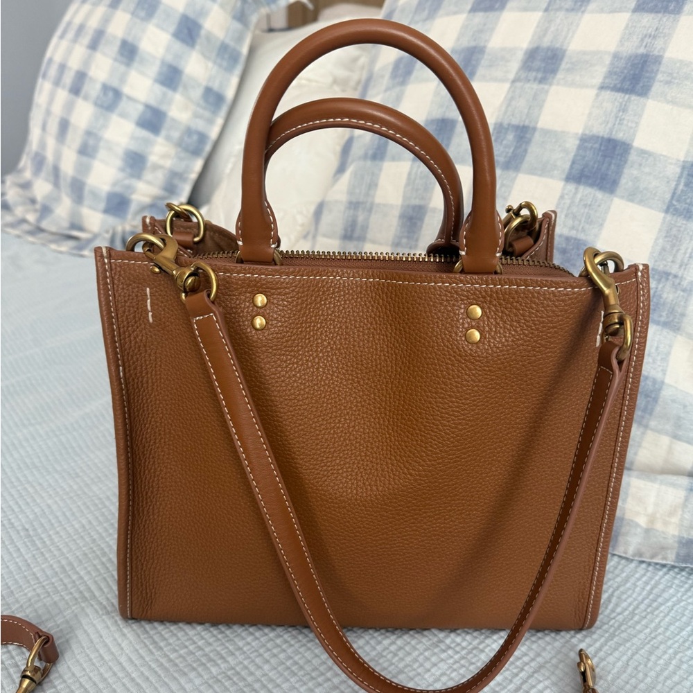 Quince Tan Leather Satchel - Picture 3 of 8